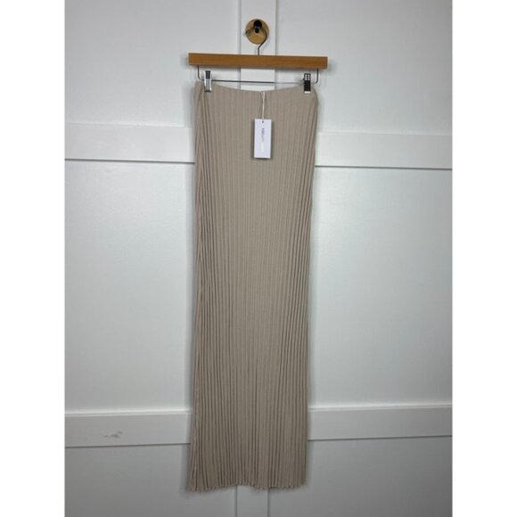 NWT Cotton Citizen Pull On Ribbed Knit Stretch The Capri Maxi Skirt Oatmeal - Picture 2 of 8